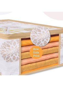 Kuber Industries Kuber Industries Pack of 3 Saree Storage Bag | 9 Inch | Wardrobe Bag for Lehenga-Suit | Garments Bag | Lightweight-Portable Clothes Bag | Visible Window Saree Bag | Bow Gola Print | White  - Image 5