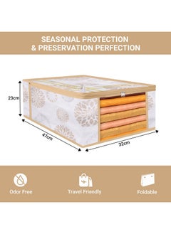 Kuber Industries Kuber Industries Pack of 3 Saree Storage Bag | 9 Inch | Wardrobe Bag for Lehenga-Suit | Garments Bag | Lightweight-Portable Clothes Bag | Visible Window Saree Bag | Bow Gola Print | White  - Image 3