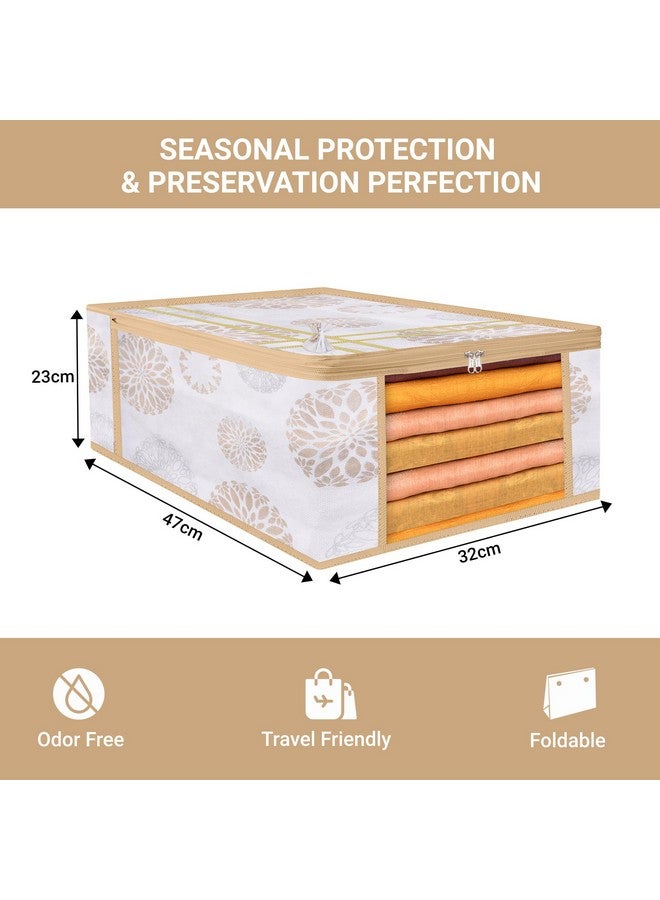 Kuber Industries Pack of 3 Saree Storage Bag | 9 Inch | Wardrobe Bag for Lehenga-Suit | Garments Bag | Lightweight-Portable Clothes Bag | Visible Window Saree Bag | Bow Gola Print | White - Image 3