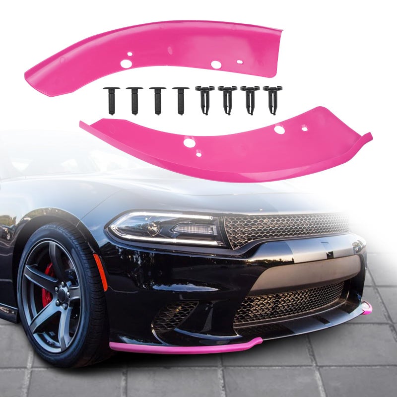 JDMON Front Bumper Lip Splitter Protector Compatible with Dodge Charger SRT HellcatSRT 392 Scat PackRT Scat PackGTRT 20152021 GT RT Accessories Pink 2pcs