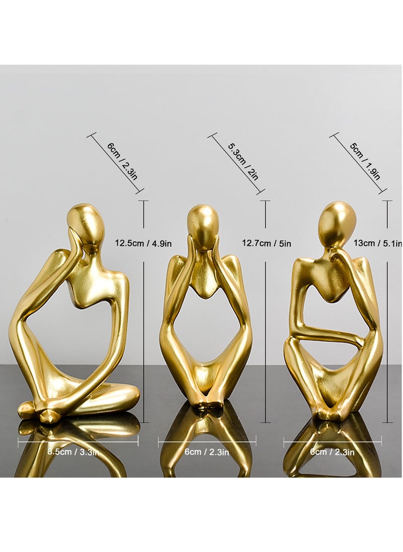 Beauenty Luxury Gold Thinker Statue Set 3 Piece Abstract Sculpture for Home Office Decor Premium Resin Figurines Ideal for Bookshelf Desk or Living Room Elegant Accent Collection  - Image 2