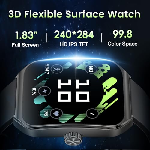 AOLON Coupon Available Smart Watch, 1.83" HD Display, 3D Curved Glass Design, Heart Rate & SPO₂ Sleep Monitoring, 7-Day Battery Life（Black） - Image 2
