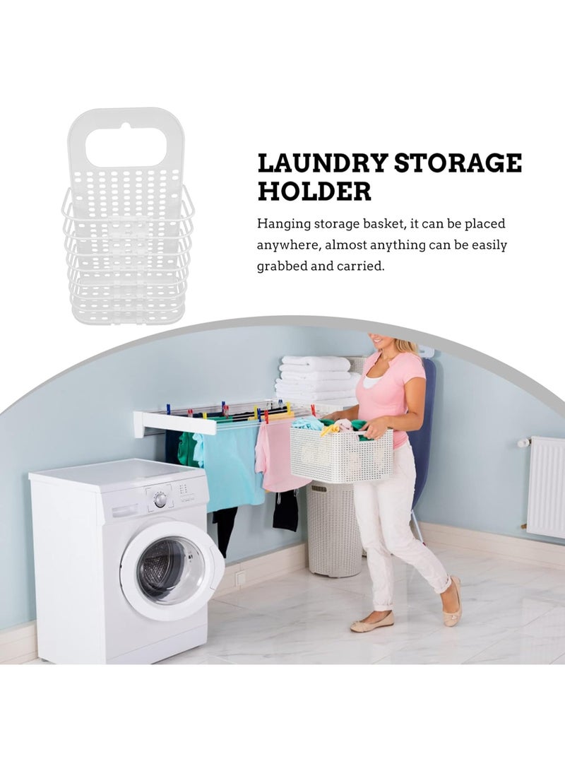 general Foldable Wall-mounted Laundry Hamper Basket  White Space-saving Organizer for Dirty Clothes and Books Storage Practical Hanging Laundry Basket - Image 5