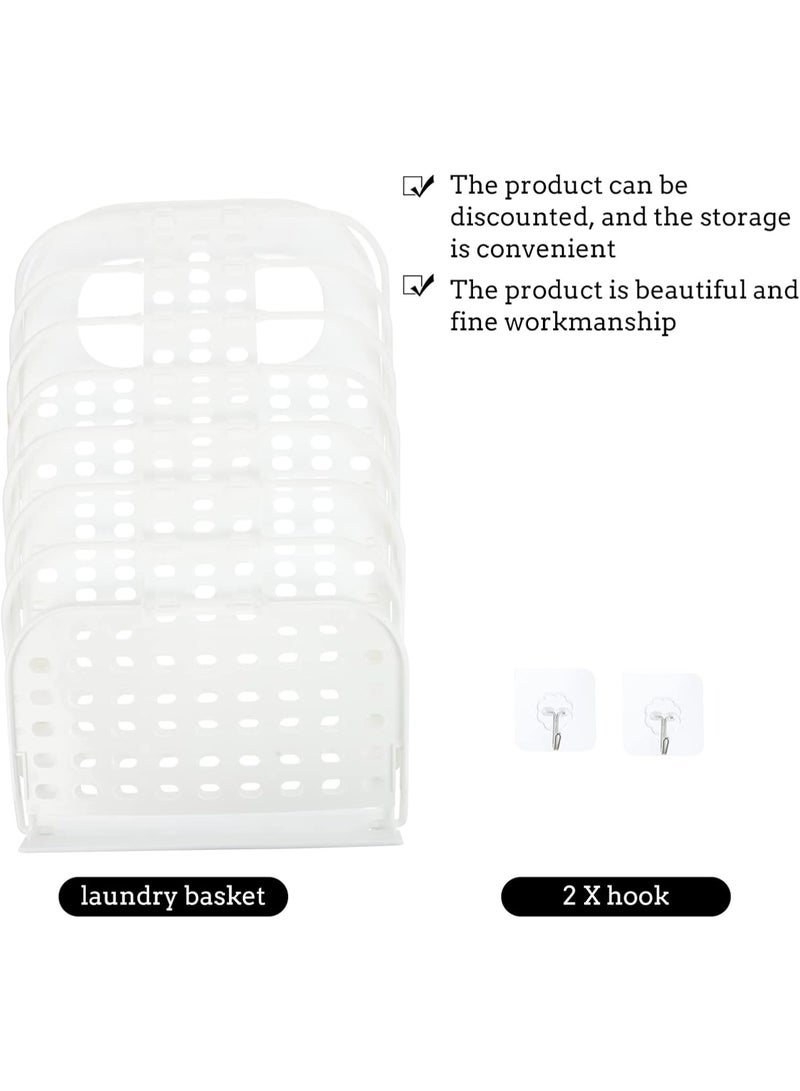 general Foldable Wall-mounted Laundry Hamper Basket  White Space-saving Organizer for Dirty Clothes and Books Storage Practical Hanging Laundry Basket - Image 2