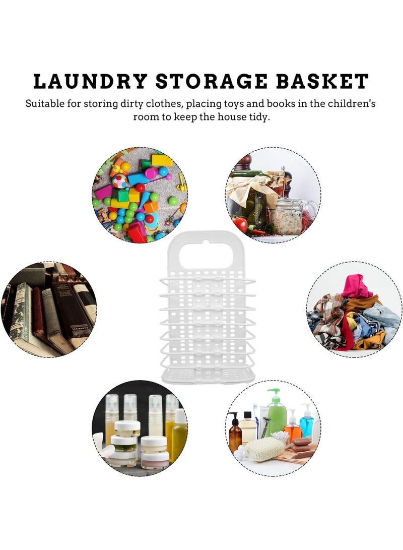 general Foldable Wall-mounted Laundry Hamper Basket  White Space-saving Organizer for Dirty Clothes and Books Storage Practical Hanging Laundry Basket - Image 3