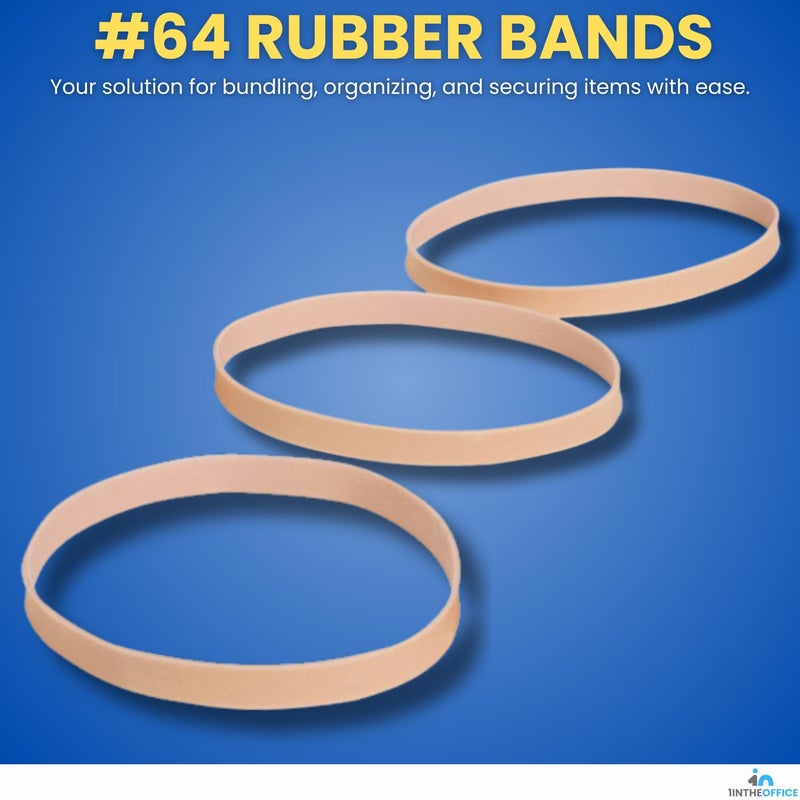 1InTheOffice Thick Heavy Duty Rubber Bands, Beige, Size 64, 380 Pack - Image 2