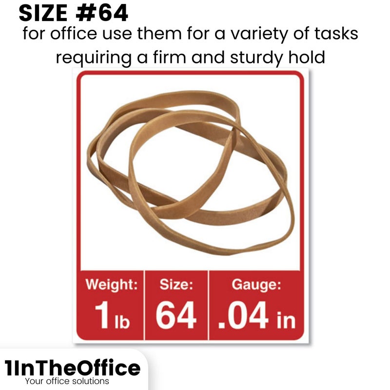 1InTheOffice Thick Heavy Duty Rubber Bands, Beige, Size 64, 380 Pack - Image 3