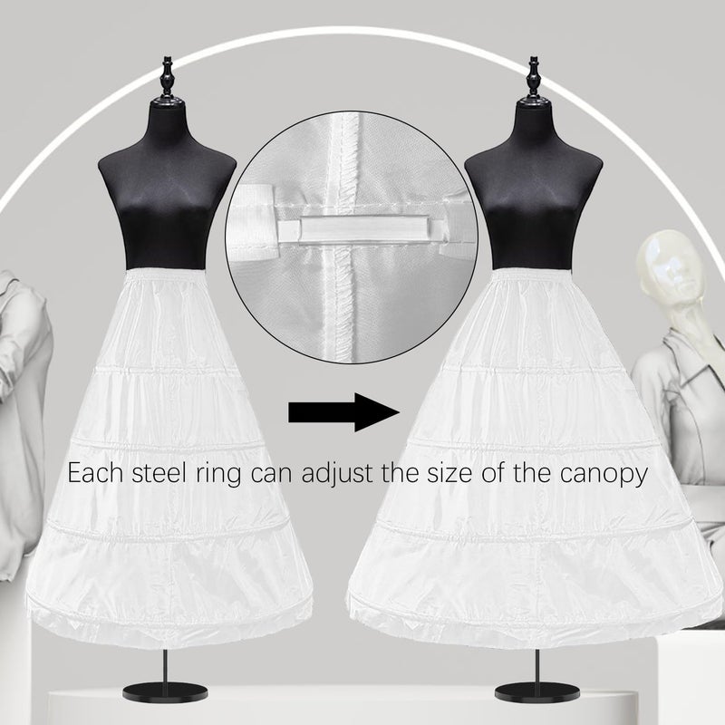 Jolbndcv Women's 4-Hoop Petticoat Crinline Petticoat Underskirt Skir Slips for Wedding Ball Gown Bridal Dress Tulle Slips Skirt White - Image 4