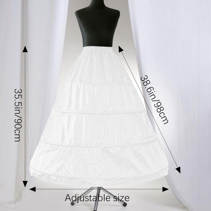 Jolbndcv Women's 4-Hoop Petticoat Crinline Petticoat Underskirt Skir Slips for Wedding Ball Gown Bridal Dress Tulle Slips Skirt White - Image 2