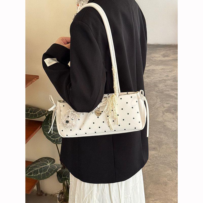 Korean Retro Polka Dot Boston Bag for Women 2026 New Fashion Shoulder & Handbag Satchel - Image 3