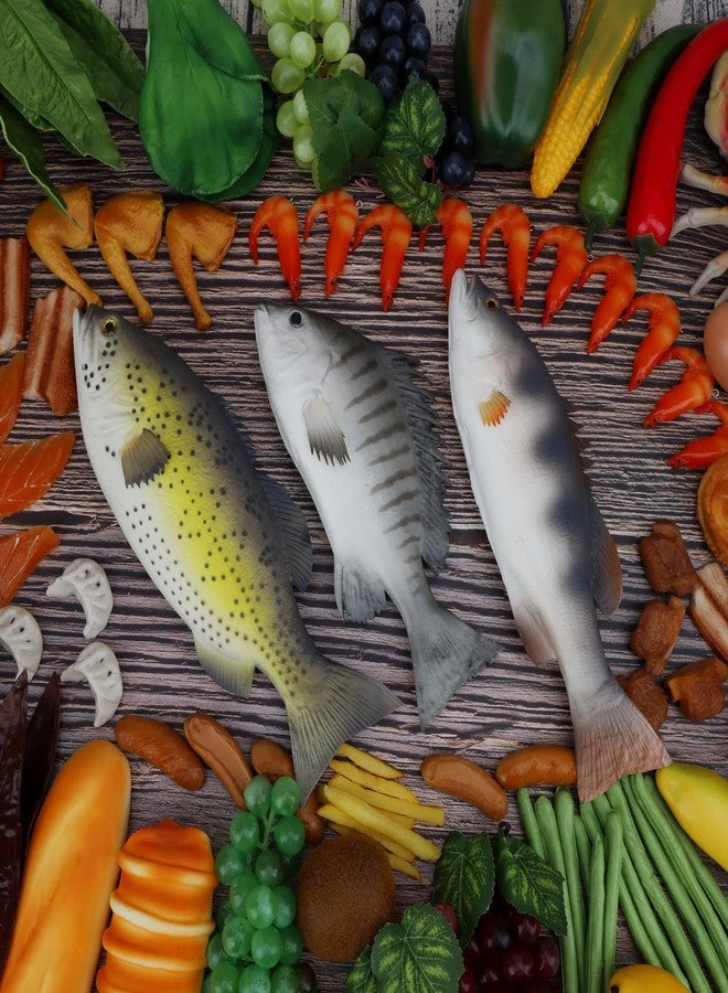 Gresorth 3 PCS Artificial Mixed Fish Set Fake Food Wall Hanging Model Realistic Home Party Kitchen Toys Christmas Decoration - Image 3