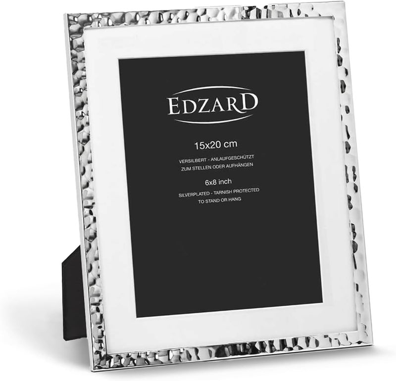 Edzard إطار صور إدزارد فانو بحجم 15 × 20 سم مع حامل - فضي نبيل - مقاوم للتشوه - Image 1