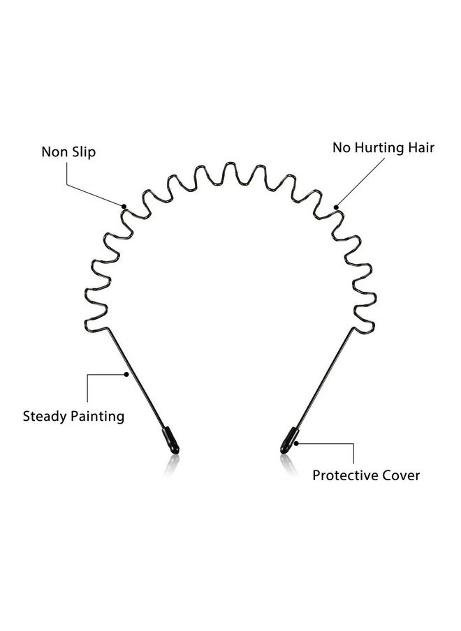 WILLBOND - WILLBOND Hairband, 3 Pack Metal Headband for Men Unisex, Wavy Wired Zigzag Spring Sports Fashion Headwear, Non Slip Hair Hoop, Hair Accessories - Image 1