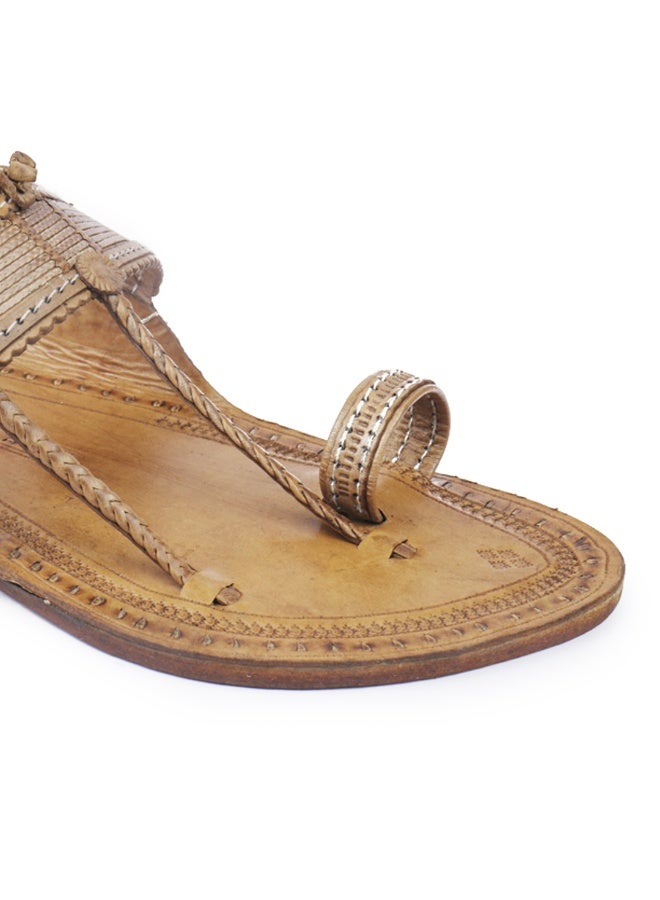 KORAKARI Beige Kolhapuri Chappal for Men - Image 2