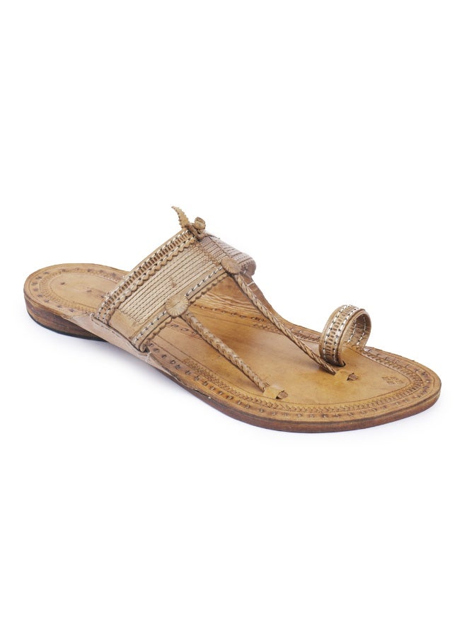 KORAKARI Beige Kolhapuri Chappal for Men - Image 1