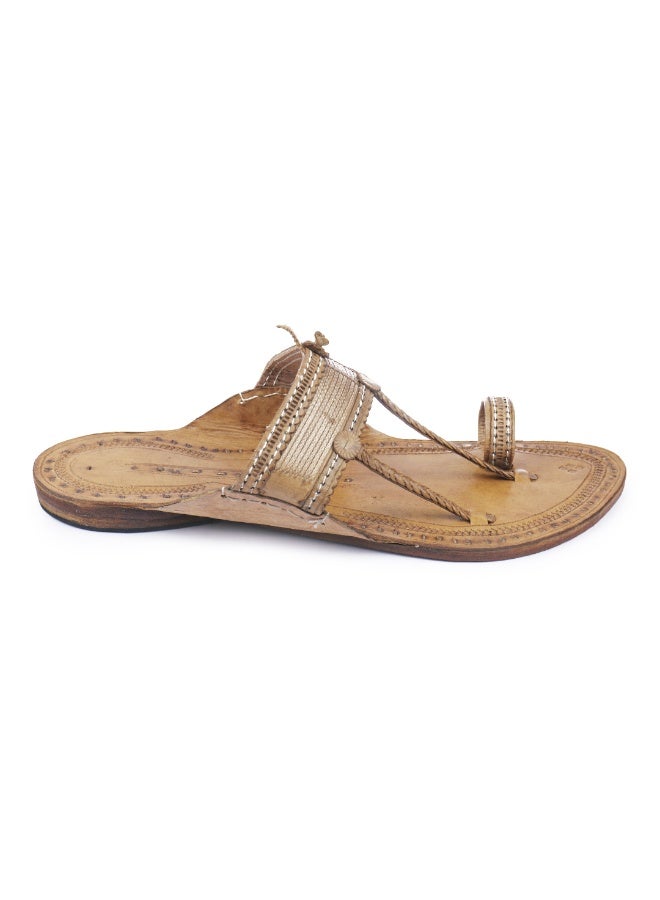 KORAKARI Beige Kolhapuri Chappal for Men - Image 3