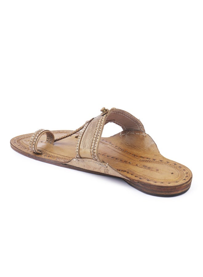 KORAKARI Beige Kolhapuri Chappal for Men - Image 4