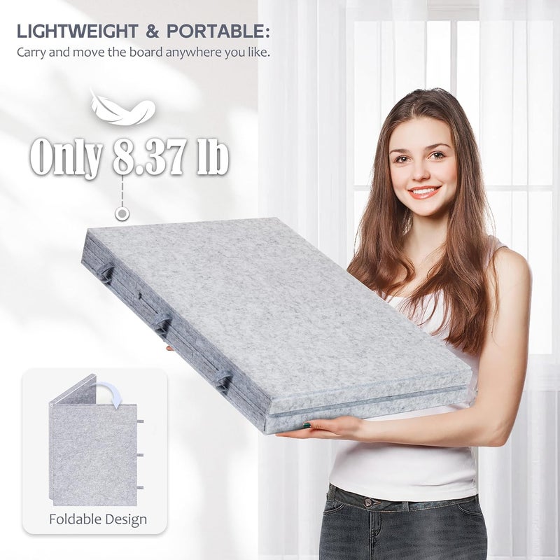 لا في فير لوح ألغاز قابل للطي مع حامل وغطاء بتصميم 2 في 1، طاولة ألغاز مائلة مع 6 أدراج، منصة ألغاز خفيفة الوزن من اللباد، تخزين ألغاز محمول لـ 2000 قطعة، رمادي فاتح - Image 3
