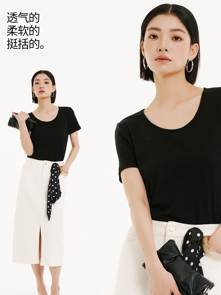 Women'S Short-Sleeved T-Shirt 3559 Cotton Mo Mina Shudan 2025 Spring And Bottoming Outer Wear - Image 5