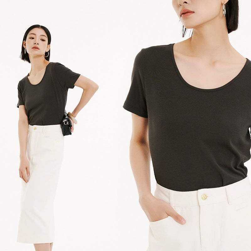 Women'S Short-Sleeved T-Shirt 3559 Cotton Mo Mina Shudan 2025 Spring And Bottoming Outer Wear - Image 1