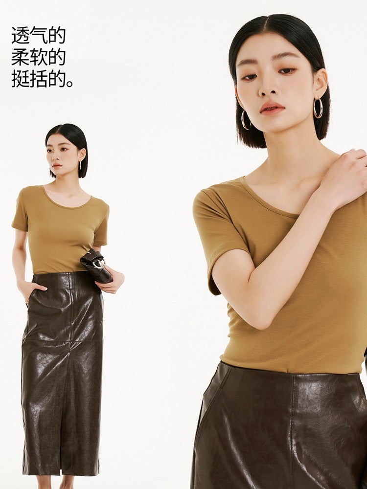 Women'S Short-Sleeved T-Shirt 3559 Cotton Mo Mina Shudan 2025 Spring And Bottoming Outer Wear - Image 2