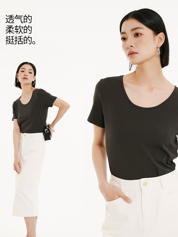 Women'S Short-Sleeved T-Shirt 3559 Cotton Mo Mina Shudan 2025 Spring And Bottoming Outer Wear - Image 3