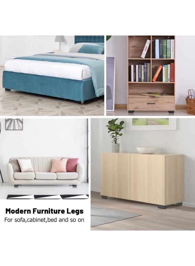 4Pcs Modern Black Metal Furniture Legs – 14cm Tall Sofa, Cabinet & Bed Feet with Mounting Screws (2in) | DIY Replacement Legs Set - Image 4