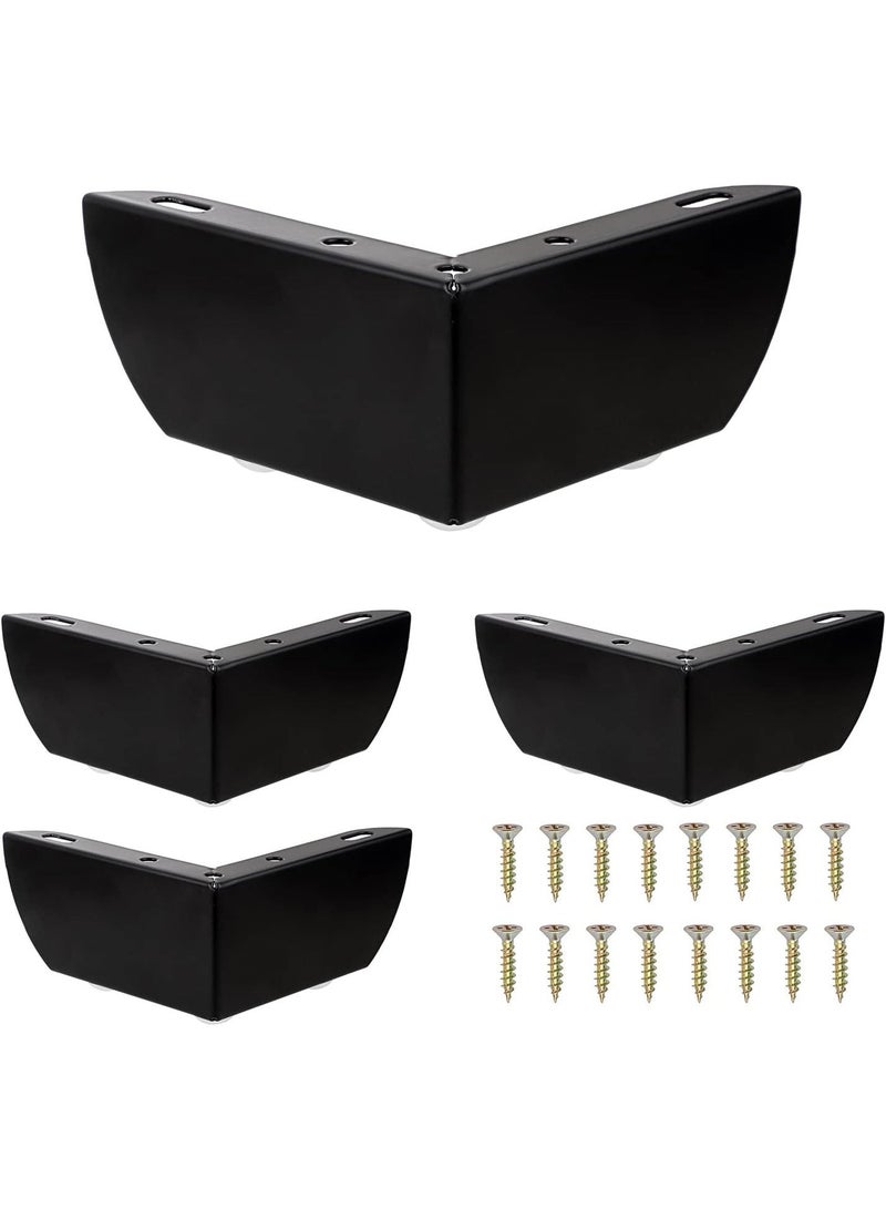 4Pcs Modern Black Metal Furniture Legs – 14cm Tall Sofa, Cabinet & Bed Feet with Mounting Screws (2in) | DIY Replacement Legs Set - Image 1