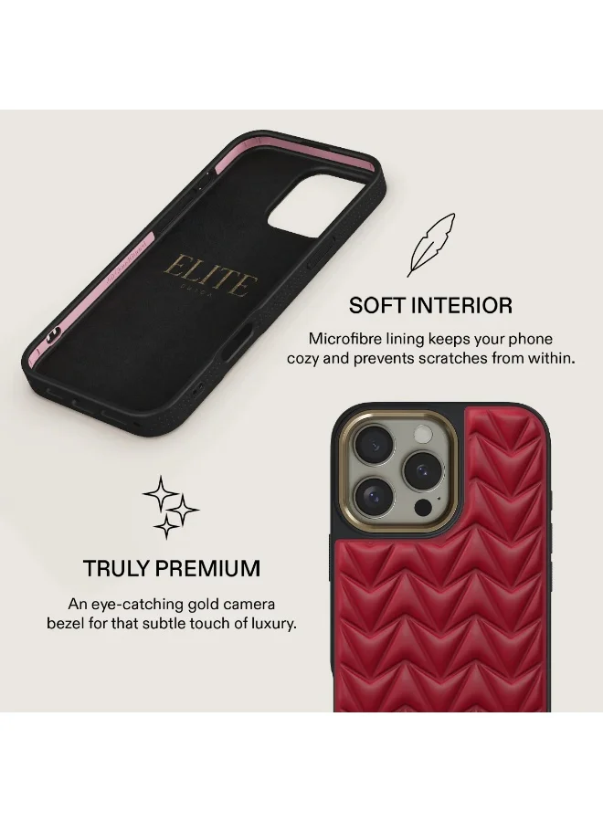 BURGA iPhone 16 Pro Max – Arrow Cherry Color Ultra-Soft TPU, TPE, and PC Material with Bouncy Texture, Cloud Guard Shock Absorption, Lightweight Build, and Elite-Level Drop Protection, Arrow Cherry