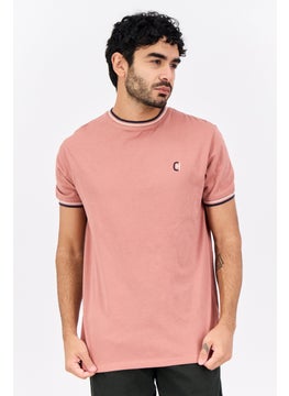 Men Crew Neck Short Sleeve Brand Logo T Shirt, Brick Red