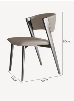 fashionhome Set of 4 Multipurpose Use Italian Light Luxury Dining Chairs Minimalist Design Curved Upholstered Leather Backrest Accent Chairs Comfortable Restaurant Chairs Durable Carbon Steel Legs Living Room Chairs 44x50x80 cm  - Image 2