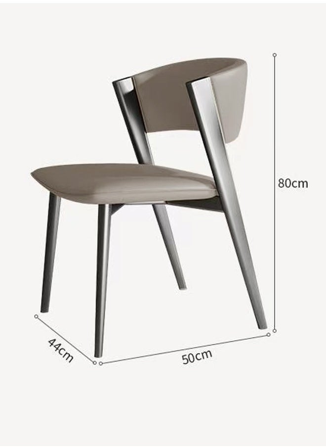 fashionhome Set of 4 Multipurpose Use Italian Light Luxury Dining Chairs Minimalist Design Curved Upholstered Leather Backrest Accent Chairs Comfortable Restaurant Chairs Durable Carbon Steel Legs Living Room Chairs 44x50x80 cm  - Image 2