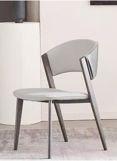 fashionhome Set of 4 Multipurpose Use Italian Light Luxury Dining Chairs Minimalist Design Curved Upholstered Leather Backrest Accent Chairs Comfortable Restaurant Chairs Durable Carbon Steel Legs Living Room Chairs 44x50x80 cm  - Image 4