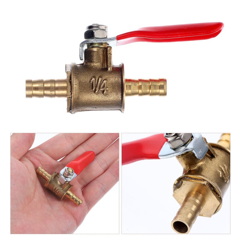 6mm Copper Ball Valve Quick Shut Off Red Handle For Air Water Gas Fuel - Image 5