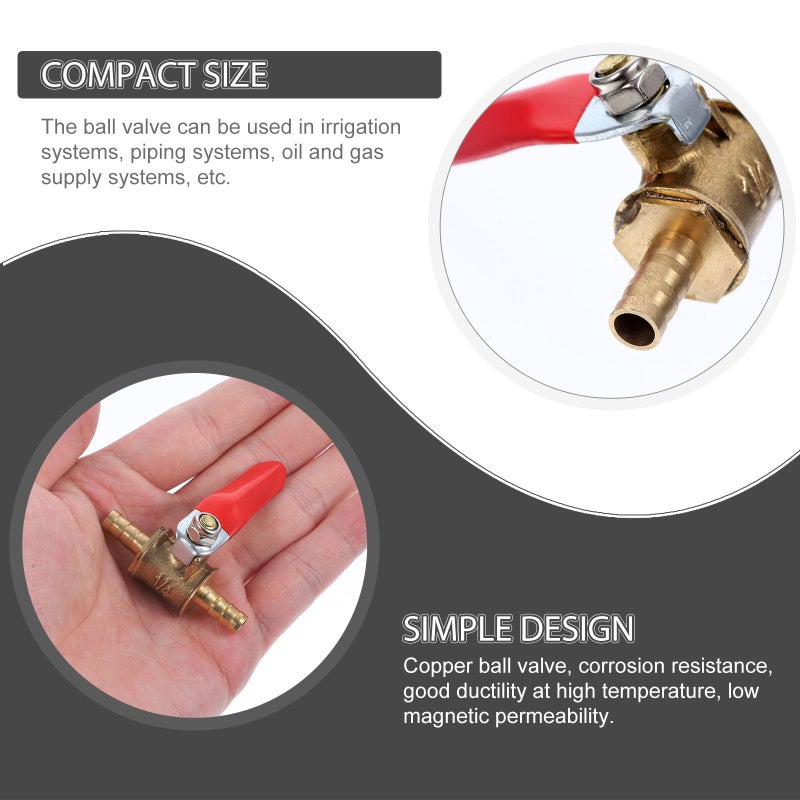 6mm Copper Ball Valve Quick Shut Off Red Handle For Air Water Gas Fuel - Image 4