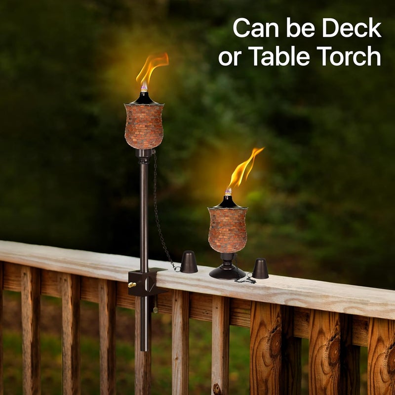 Deco Window Deco Window Table Torch for Indoor Decoration Lighting Flame Casted citronella Table top Torches Oil Lantern for Deck Table top Ground Installation Mosaic 2 Pcs  - Image 2