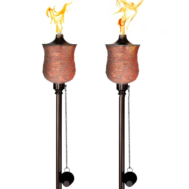 Deco Window Deco Window Table Torch for Indoor Decoration Lighting Flame Casted citronella Table top Torches Oil Lantern for Deck Table top Ground Installation Mosaic 2 Pcs  - Image 1