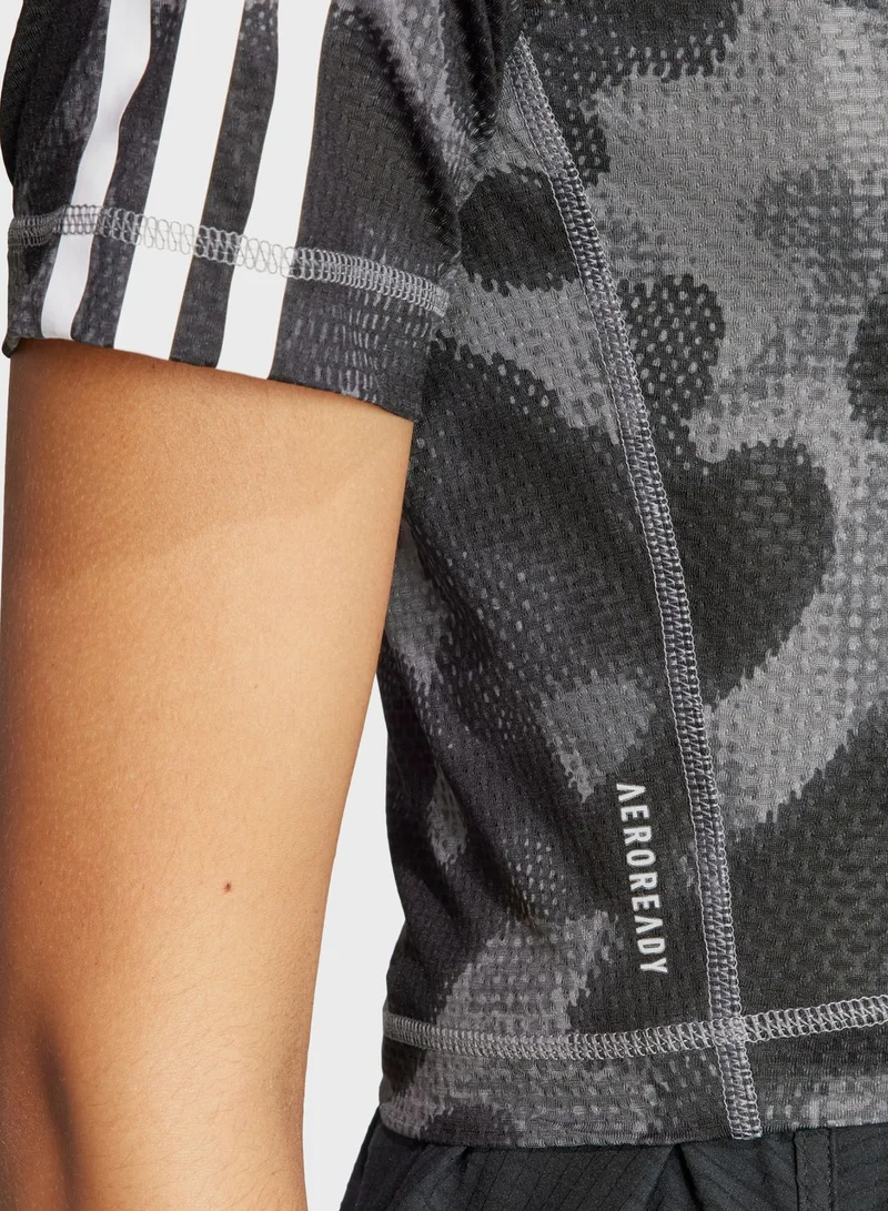 Adidas 3 Stripes Own The Run All Over Printed T-Shirt