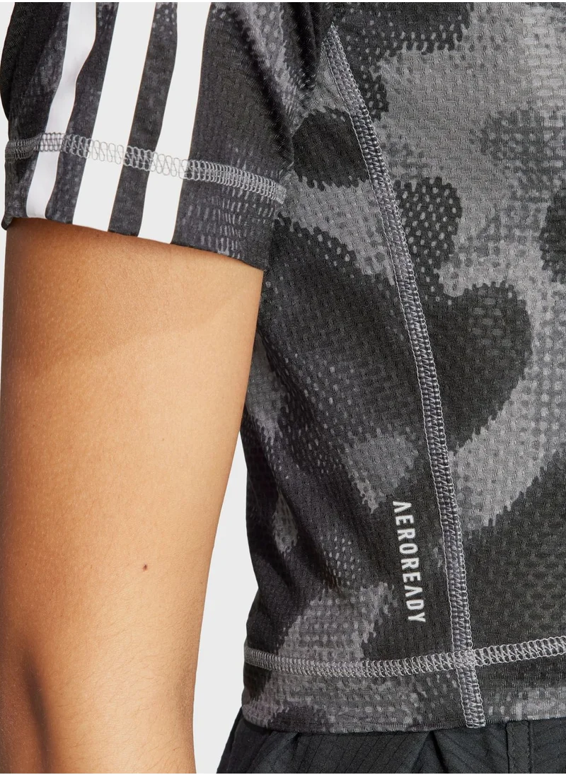Adidas 3 Stripes Own The Run All Over Printed T-Shirt