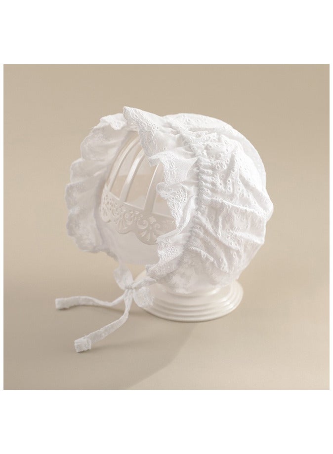 Baby Girl Toddlers Breathable Lacy Bonnet Baby Cap Decorative Hat Cotton Eyelet Cotton Adjustable Sun Protection 0-8 Months