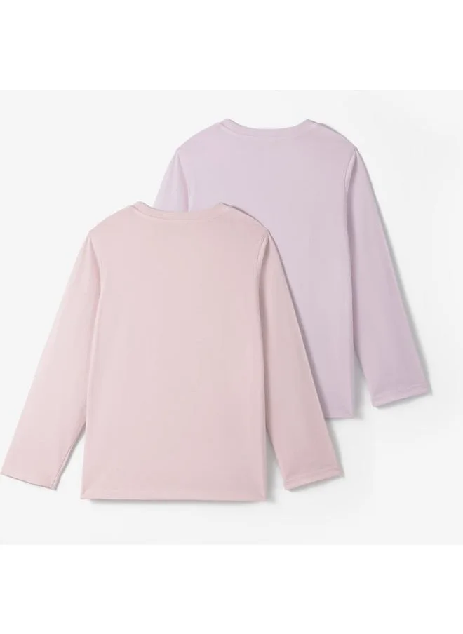 جون June Girl Long Sleeve 2-Pack Printed Tshirt Powder - Lilac