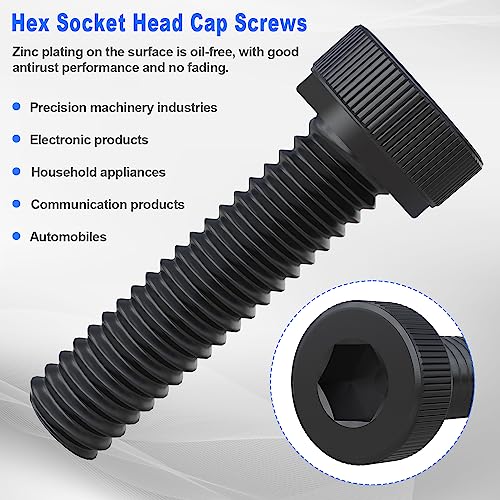 mxuteuk 620PCS M3 Screw Kit,M3 Screws Suitable for 3D Printer,12.9 Grade Alloy Steel 6/8/10/12/16/20mm Hex Socket Head Cap Screws Bolts Nuts Kit - Image 4