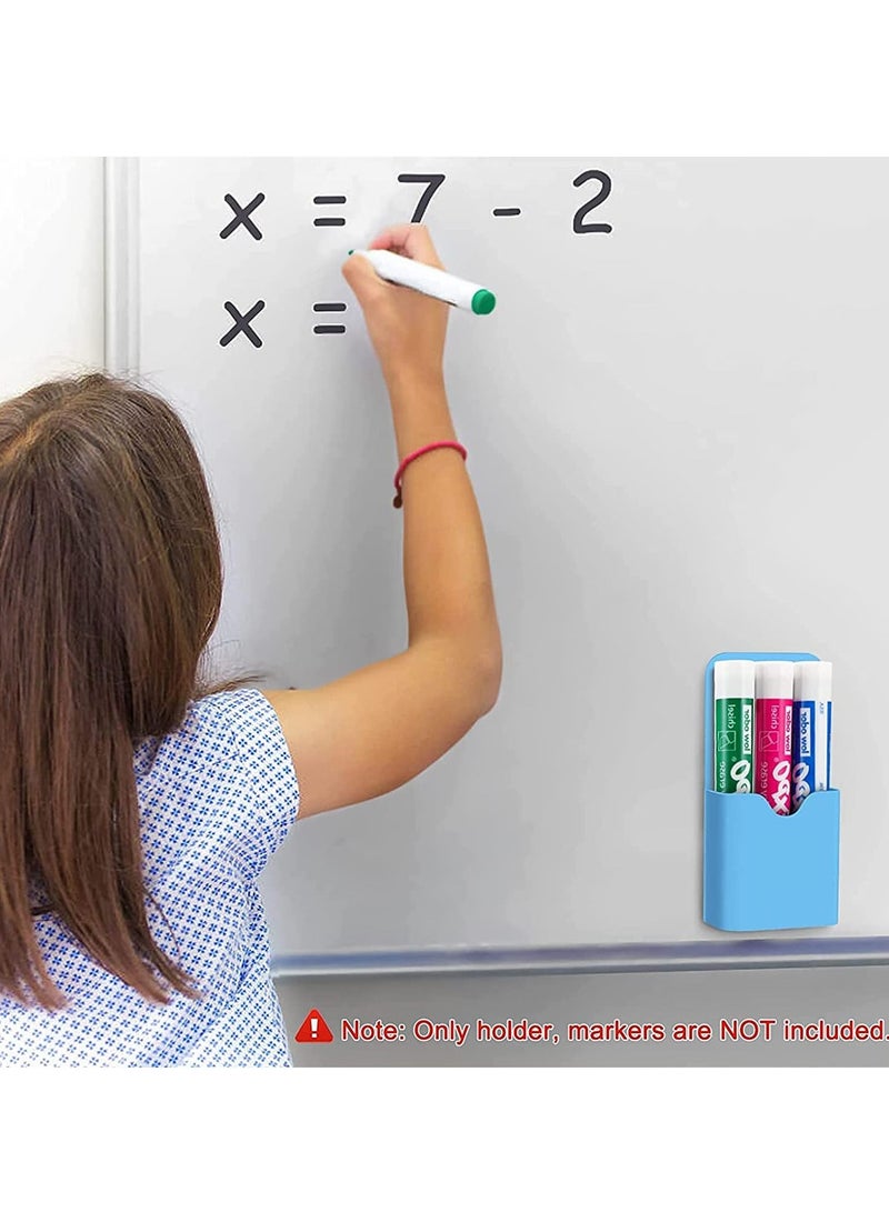 SYOSI Magnetic Marker Holder Pen Holder for Whiteboard or Fridge, Magnet Pencil Cup Storage Organizer for School Office Home Locker and Metal Cabinets 2 Pack Blue - Image 2