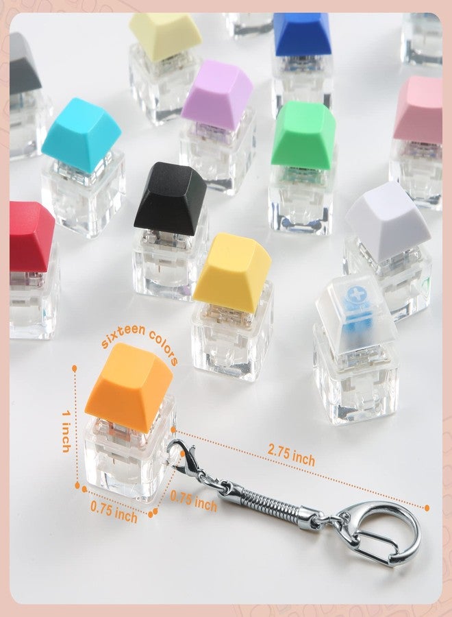Yeetec 16 Pack Fidget Keyboard Keychain Toys, Finger Keyboard Fidget Toy, Keycap Fidget Keychain for Stress Relief, DIY Crafts, Party Supplies, 16 Colors - Image 2