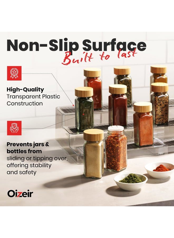 Oizeir Expandable Spice Organizer Rack (2-PACK) - 3-Tier - Clear Adjustable Tiered Shelf Spices Organization for Kitchen Cabinet and Pantry Storage - Image 3
