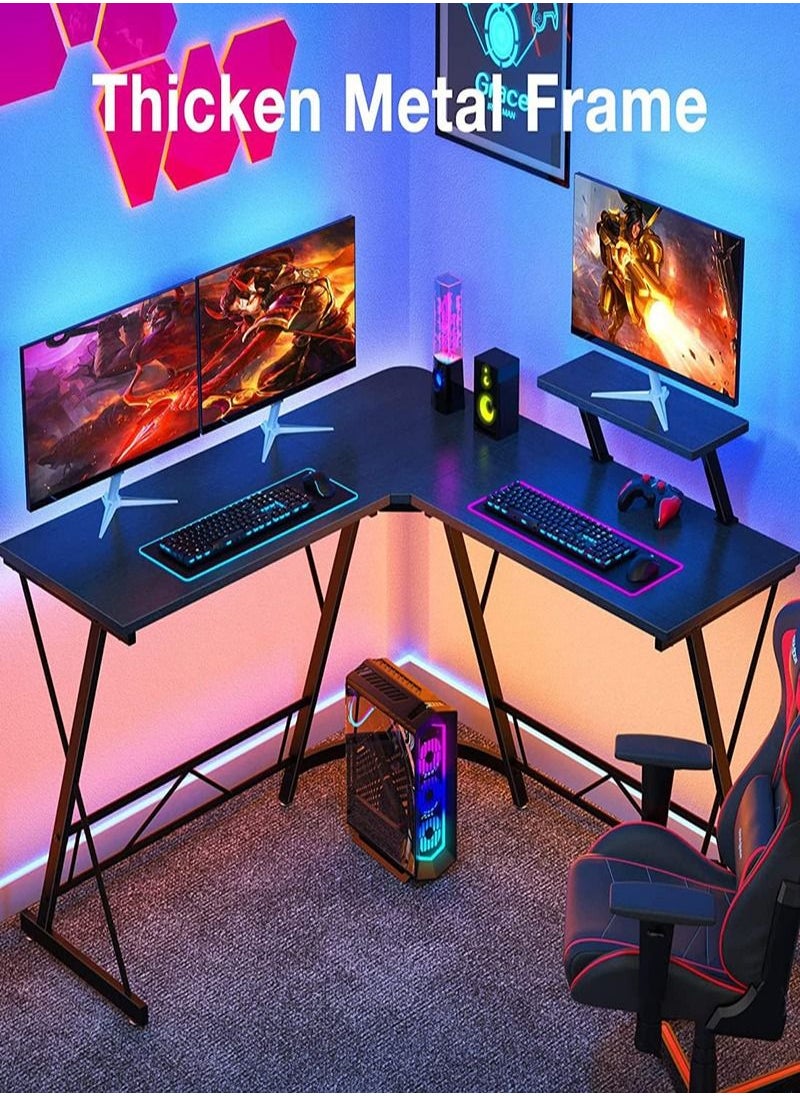 AGD L Shaped Office Desk Corner Computer Table Home Gaming Desk Office Writing Workstation Space-Saving Easy to Assemble Black  - Image 3