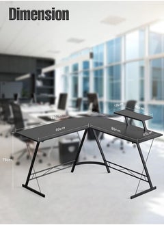 AGD L Shaped Office Desk Corner Computer Table Home Gaming Desk Office Writing Workstation Space-Saving Easy to Assemble Black  - Image 5