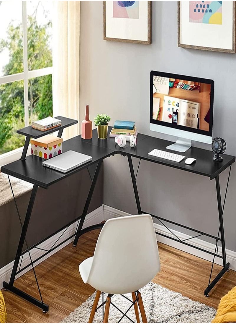 AGD L Shaped Office Desk Corner Computer Table Home Gaming Desk Office Writing Workstation Space-Saving Easy to Assemble Black  - Image 4
