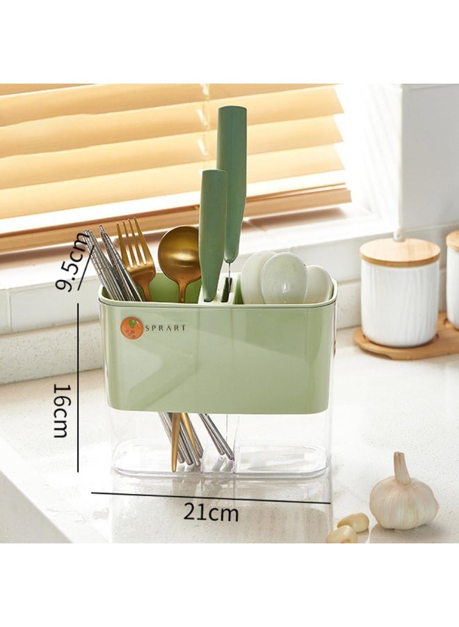 Decorhills Kitchen Utensil Holder Water Flowing | Rustproof Cutlery Organizer & Chopstick Drainer Rack | Multi-Functional Chopsticks Case for Spoons, Forks & Utensils | Hygienic & Space-Saving Design - Image 2