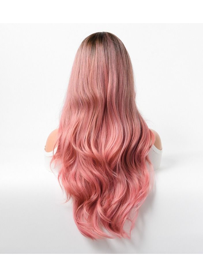 إستيل منتجات استيل شعر مستعار أنثى طويل مجعد شعر مموج كبير متوسط ​​طويل كامل أغطية الرأس روغ الوردي - Image 4